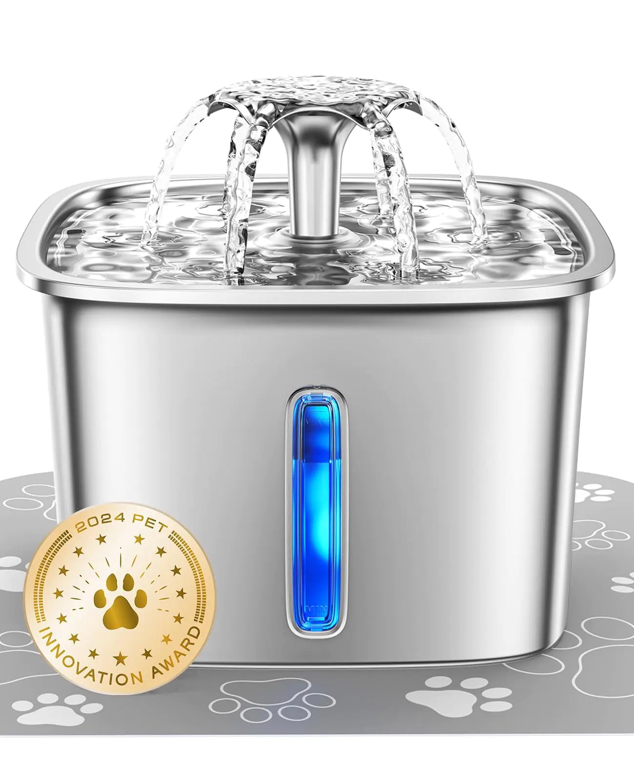 Stainless Steel Automatic Pet Water Dispenser with Replacement Filters & Silicone